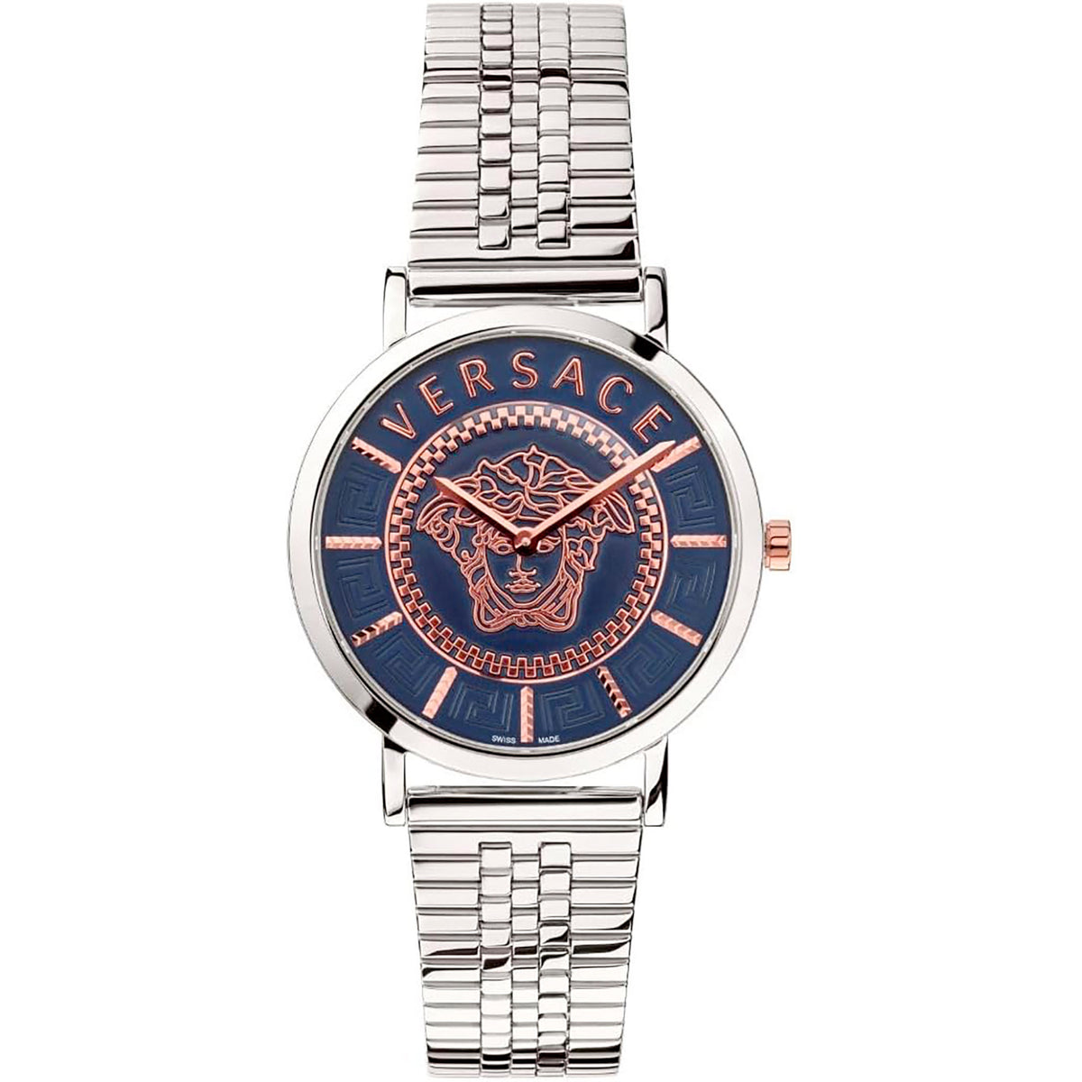 Versace V Essential Damenuhr silber blau
