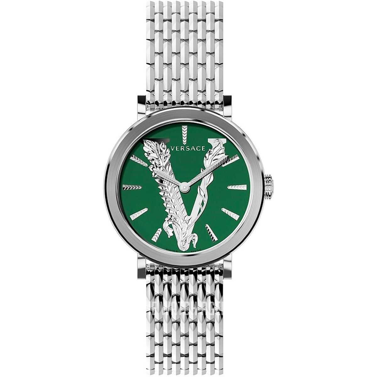 Versace Virtus Damenarmbanduhr silber gruen