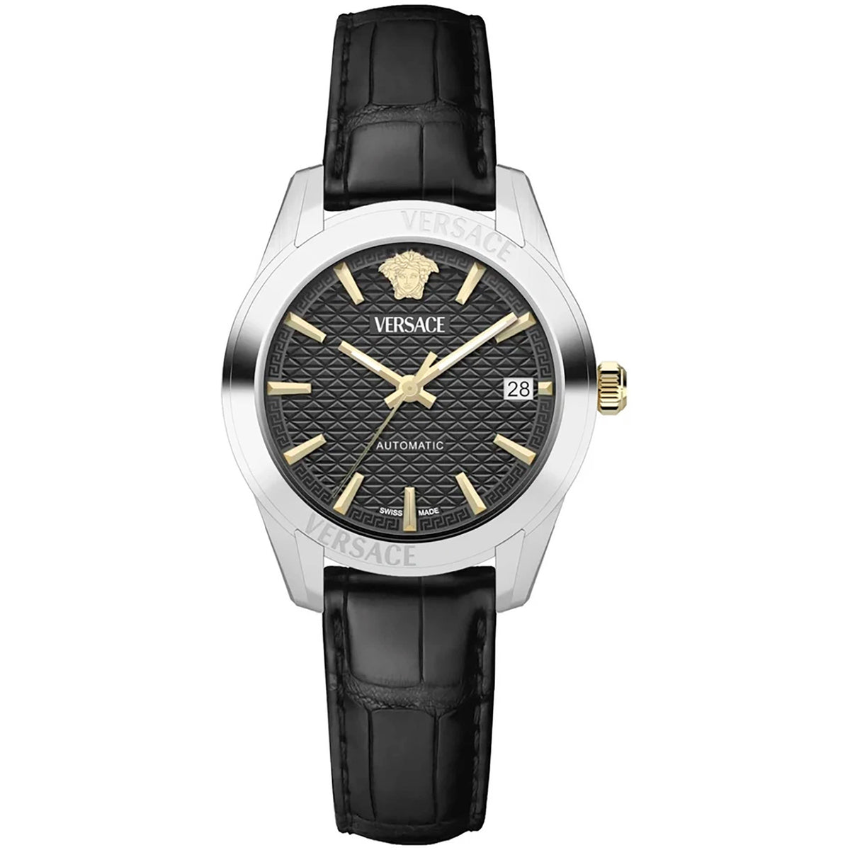 Versace Greca Classic Damenuhr Automatic silber schwarz
