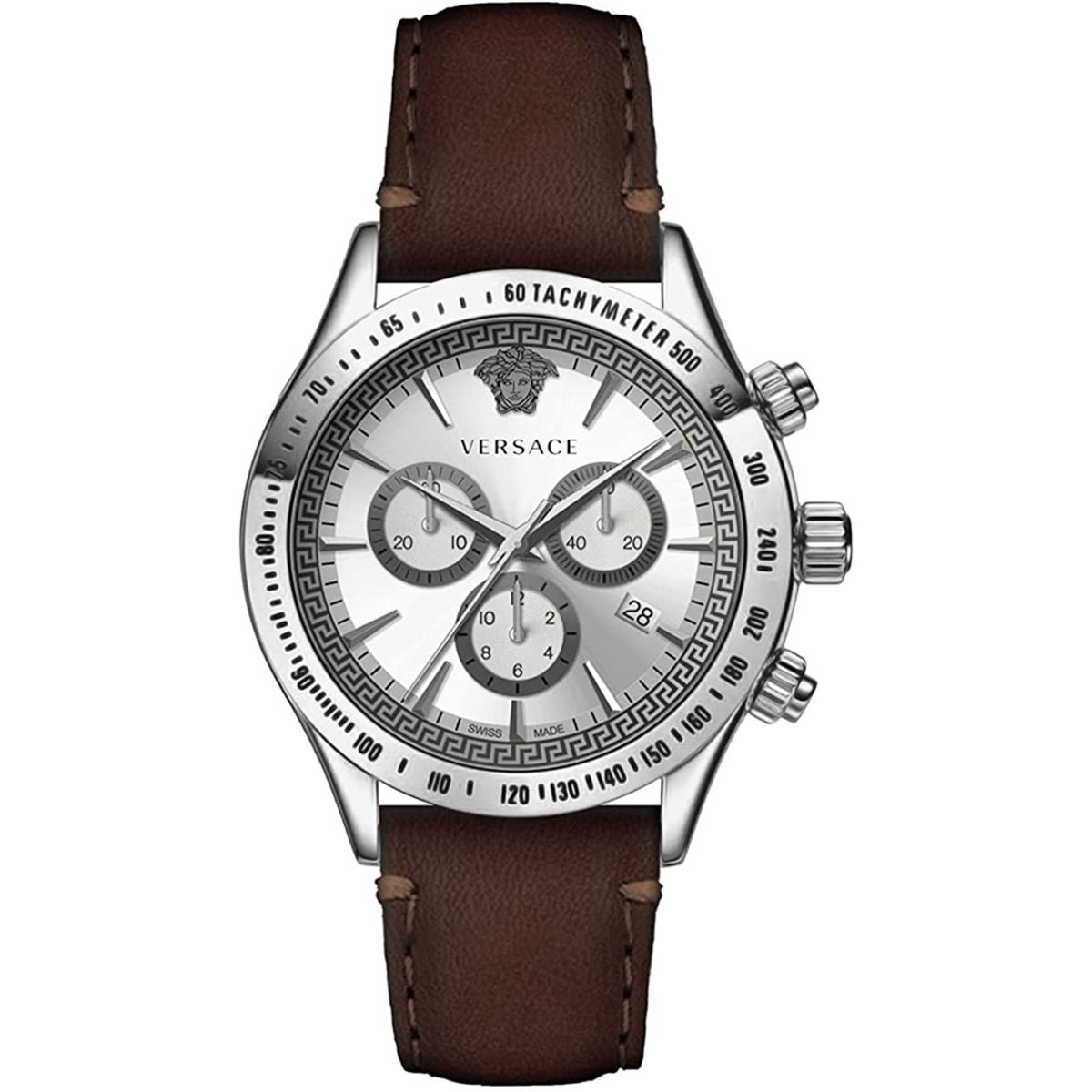 Versace Greek Chronograph Herrenuhr silber braun VEV700119