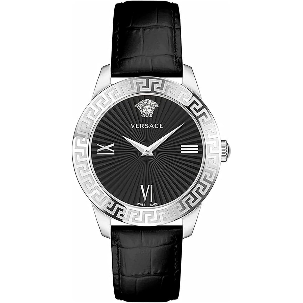 Versace Greca Damenuhr silber schwarz