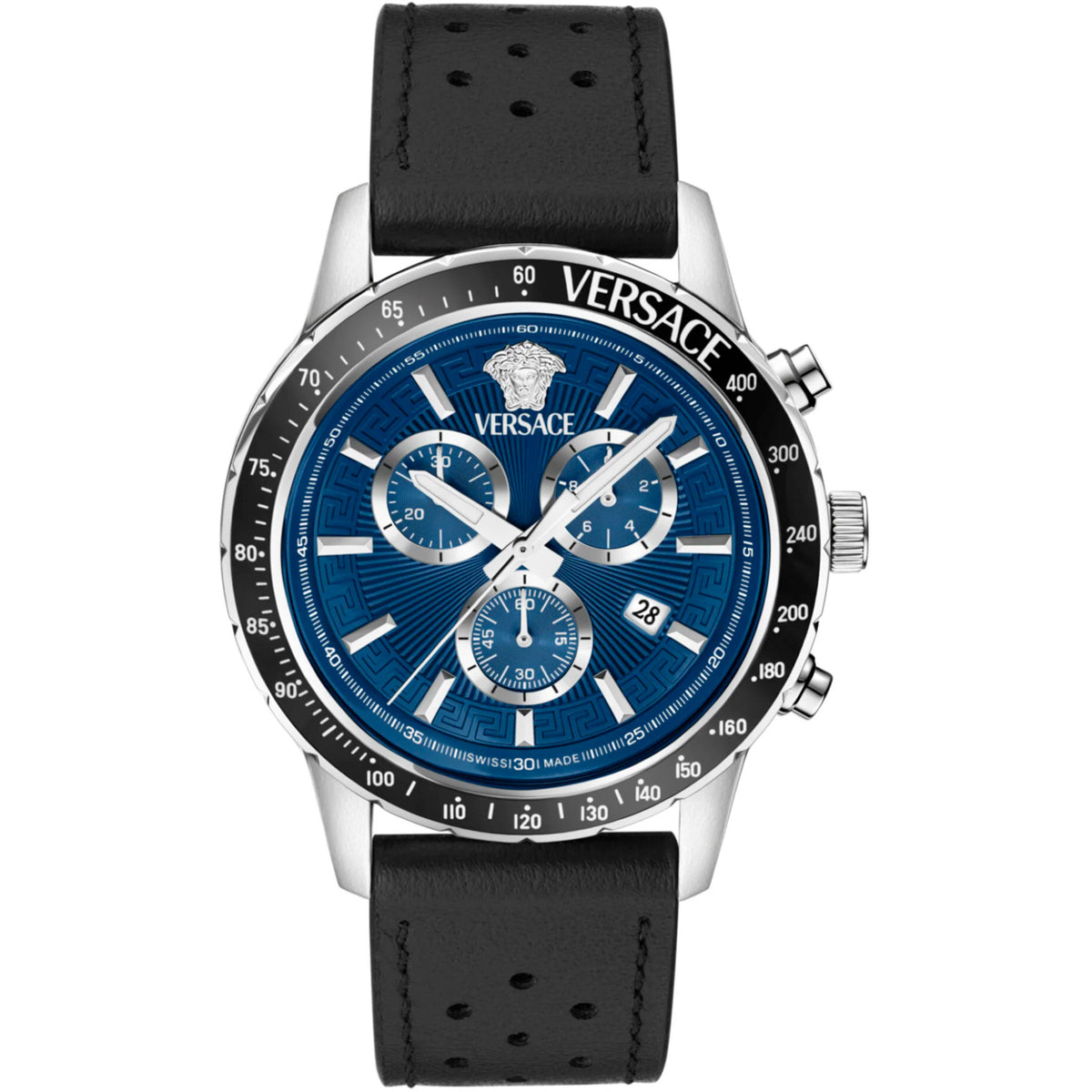Versace Sport Chrono Herrenuhr silber schwarz blau VEZCA0124