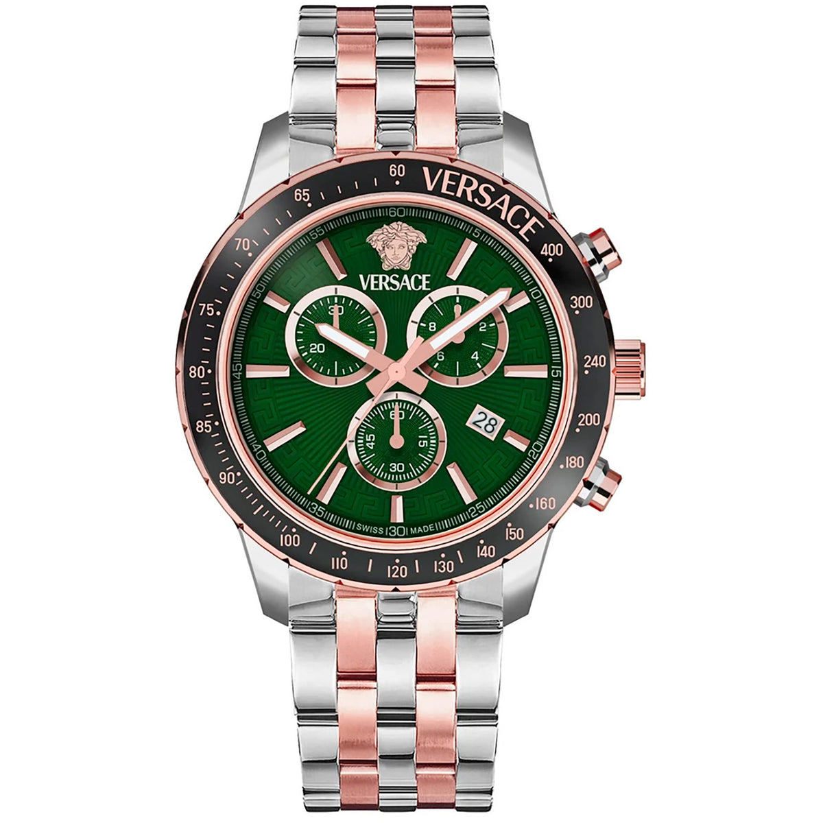 Versace Greca Chronograph Herrenuhr silber gruen schwarz VEZCA0424