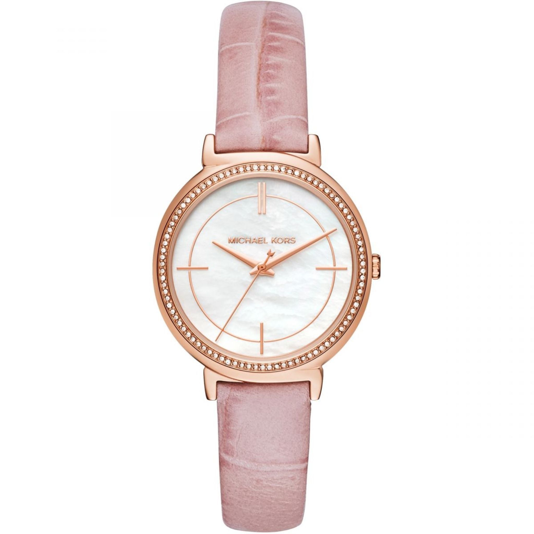 Michael Kors Cinthia Damenuhr roségold rosa Lederarmband