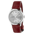 Gucci G Timeless Lady Damenuhr aus Edelstahl silber rot