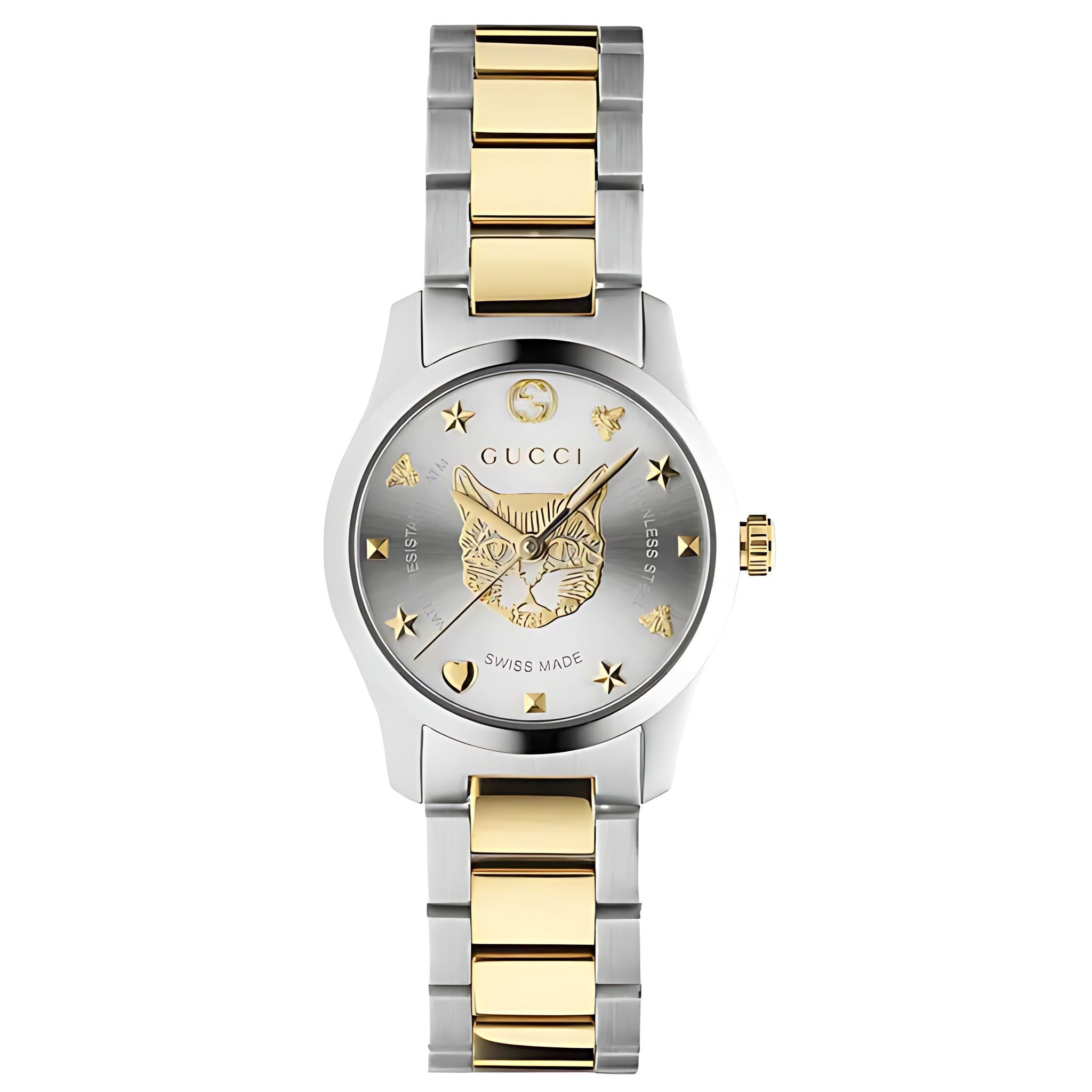 Gucci G Timeless Lady Damenuhr aus Edelstahl silber gold