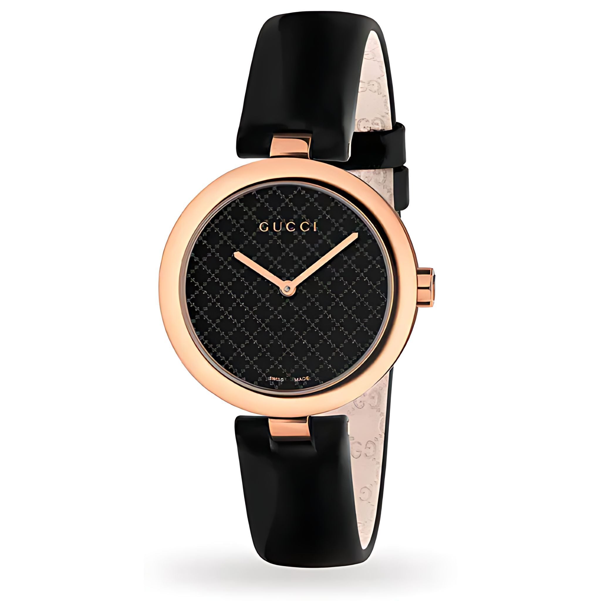 Gucci Diamantissima Lady Damenuhr aus Edelstahl roségold schwarz